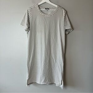 Buffalo David Bitton Midi Green and Cream Striped T-Shirt Dress XL